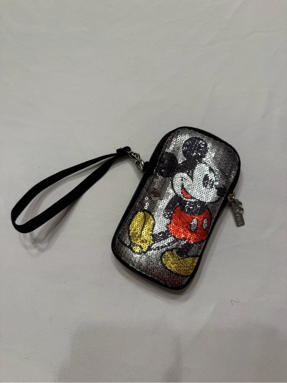 Disney Sequin Mickey Mouse Wristlet Phone Case - Black Silver Red Yellow